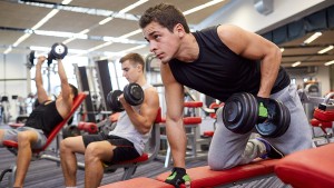 Men working out at the gym