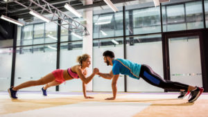 Couple working out together